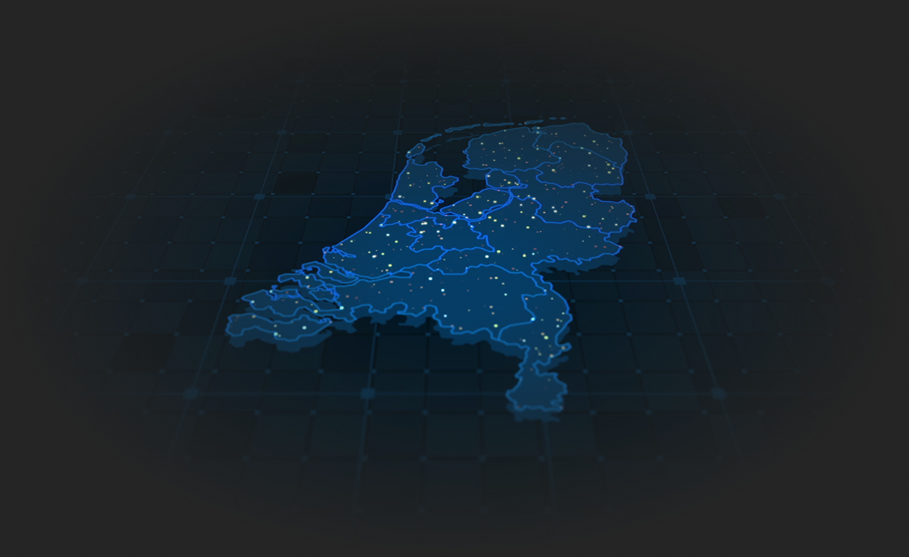 Kaart van Nederland met populaire locaties in Leiden